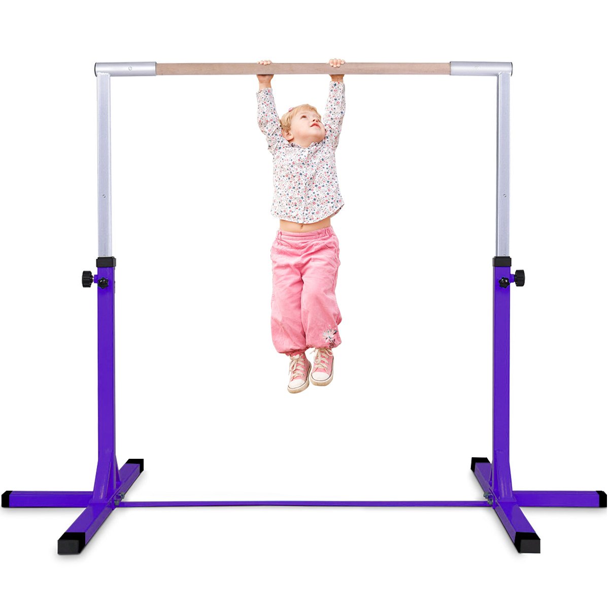 Children's Height Adjustable Gymnastics Training Bar, 90-150cm-Blue