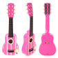 SOKA Wooden Pink Striped Guitar Musical Instrument Pretend Play Music Toy Interactive Role Play Game Early Developmental Gift for Children Toddler Kids Boys Girls Ages 3 year old +