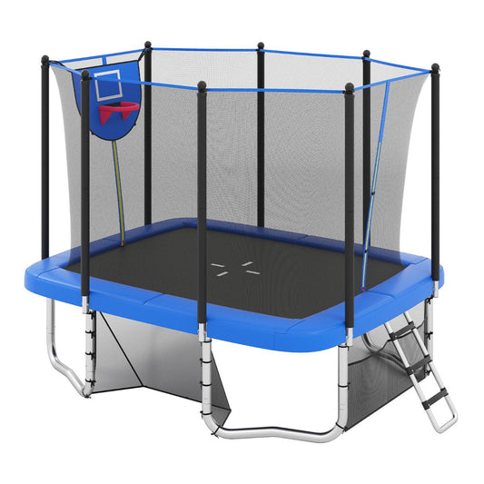 Rectangle Outdoor Trampoline 317 x 255 cm Backyard Trampoline-Blue